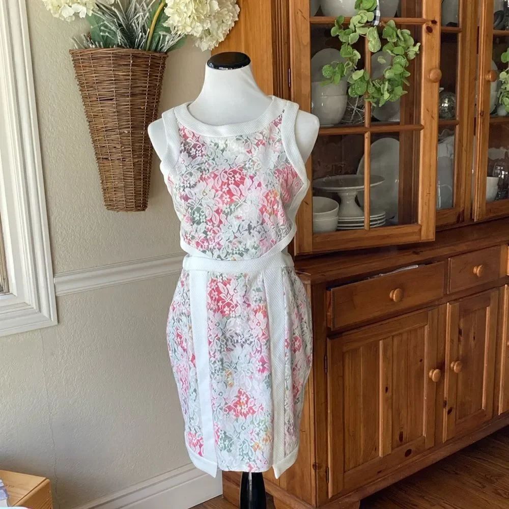 Miss Selfridge Floral Lace Cutout Dress Size 10